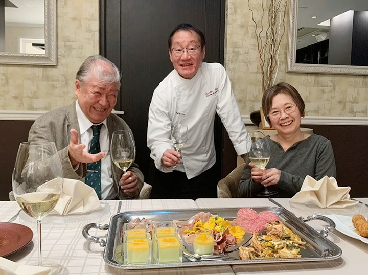 山岸シェフと打ち合わせの後の懇親にて